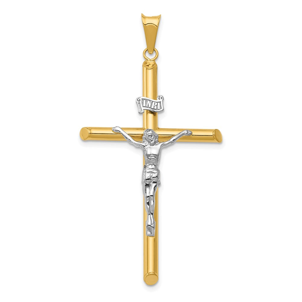 14k Two-tone 28 mm Two-Tone Polished Jesus Crucifix Pendant (2.28 grams)