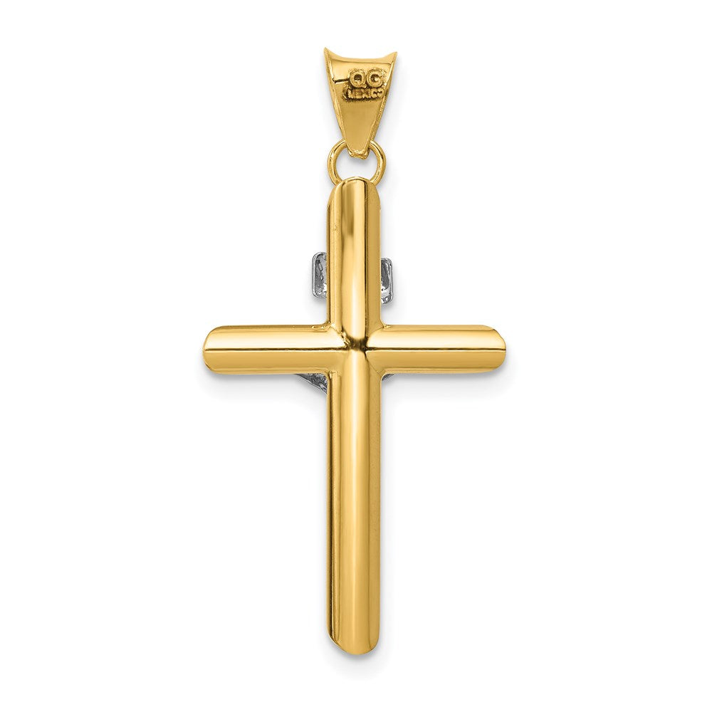 14k Two-tone 16 mm Two-Tone Polished Jesus Crucifix Pendant (1.19 grams)