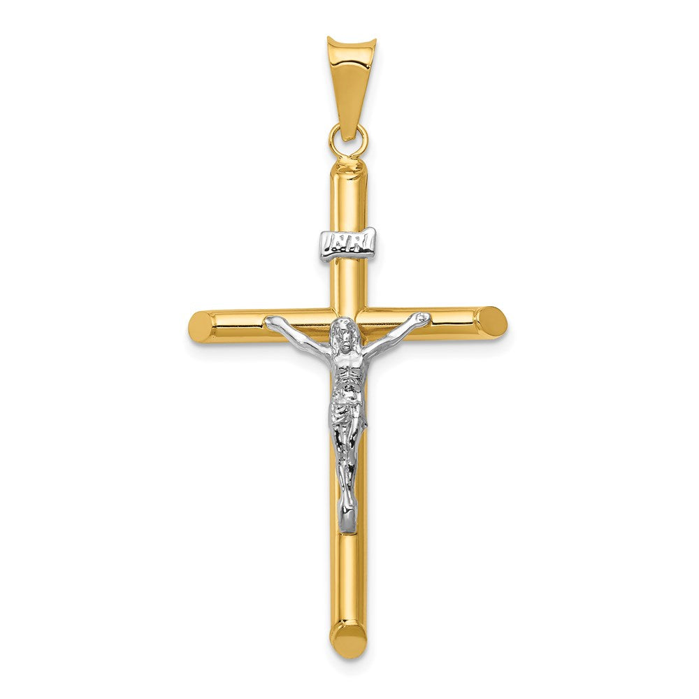 14k Two-tone 23 mm Two-Tone Polished Jesus Crucifix Pendant (1.86 grams)