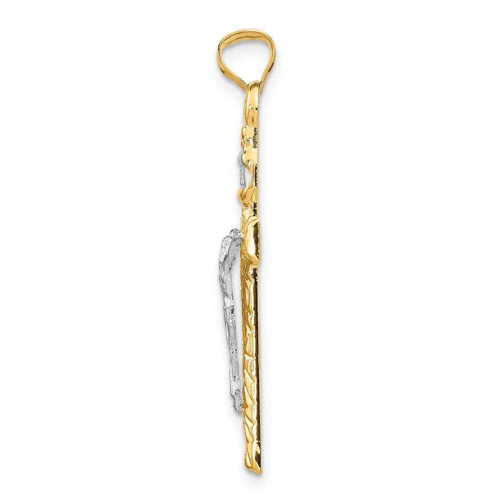 14k Two-tone 18 mm INRI Crucifix Pendant (1.17 grams)