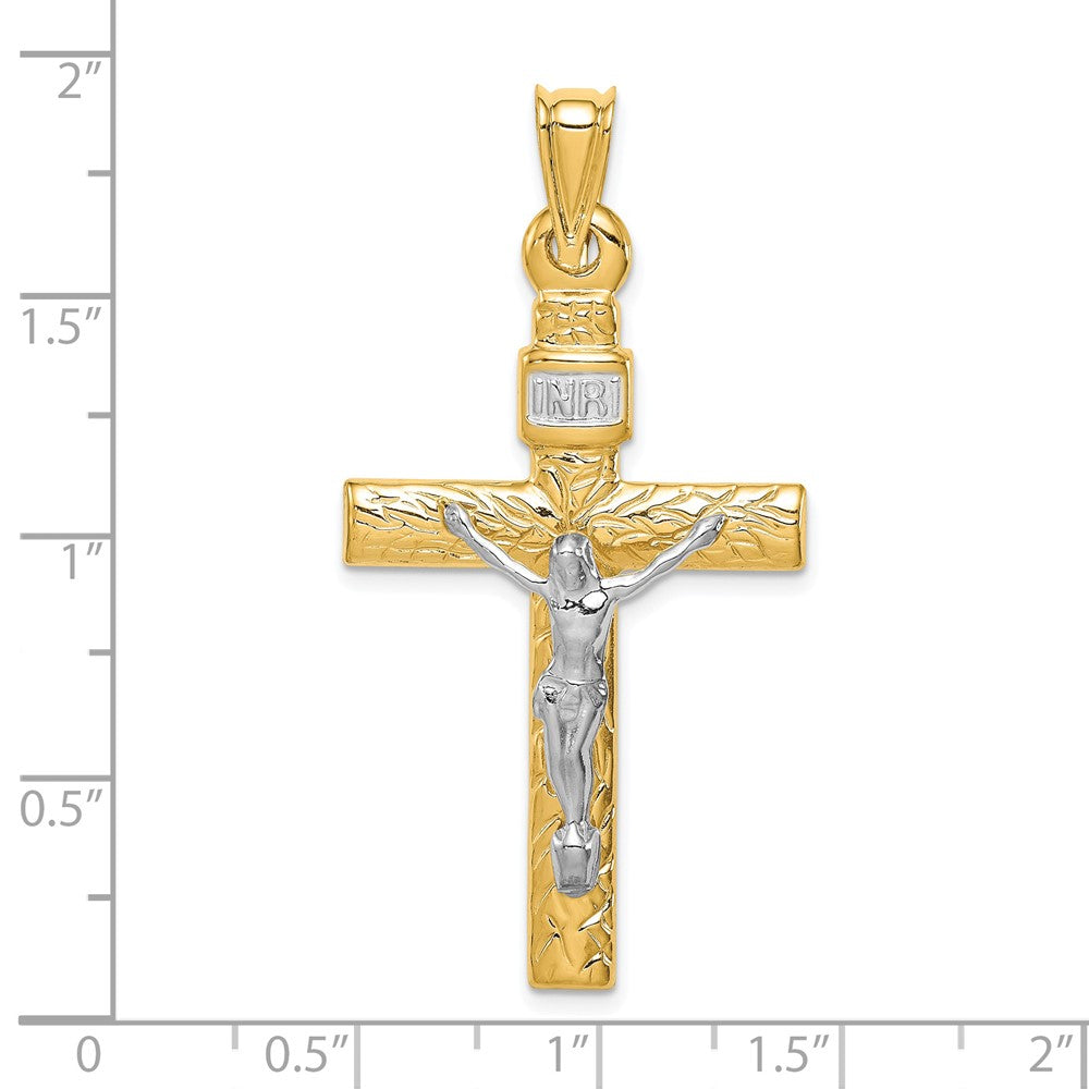 14k Two-tone 25 mm Crucifix Pendant (2.24 grams)