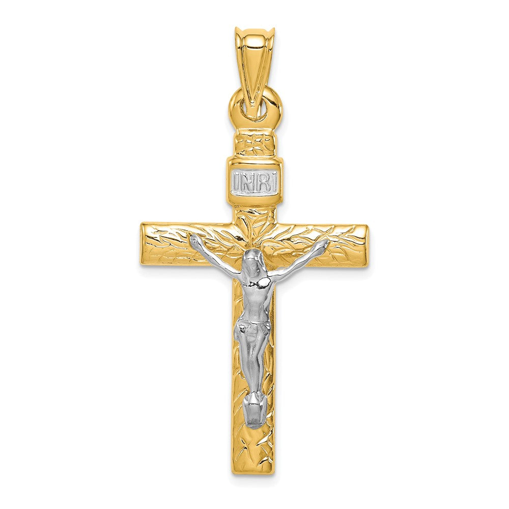 14k Two-tone 25 mm Crucifix Pendant (2.24 grams)