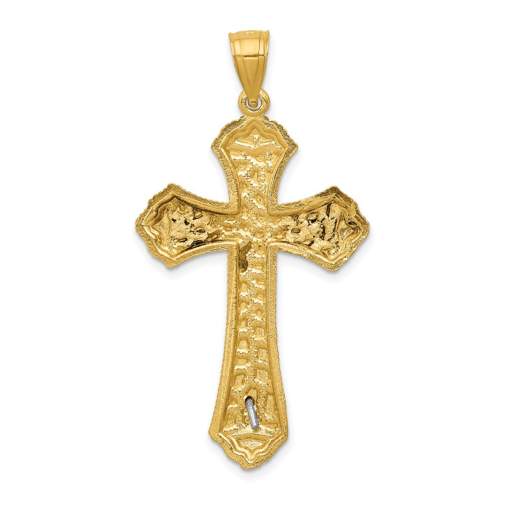 14k Two-tone 22 mm Diamond-cut Passion Crucifix Pendant (2.68 grams)