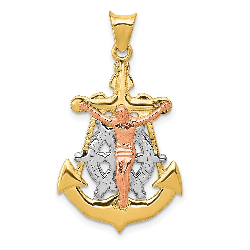 14k Tri-Color 17 mm Mariner Crucifix Pendant (2.02 grams)