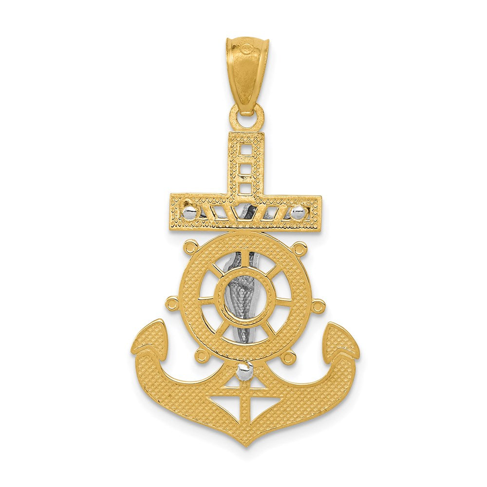 14k Yellow & Rhodium 19 mm Polished Mariners Crucifix Pendant (1.95 grams)