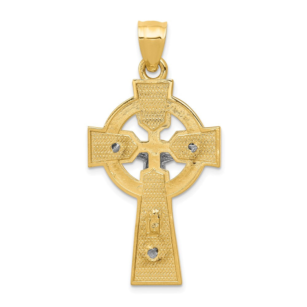 14k Two-tone 22 mm Polished Celtic INRI Crucifix Pendant (4.86 grams)