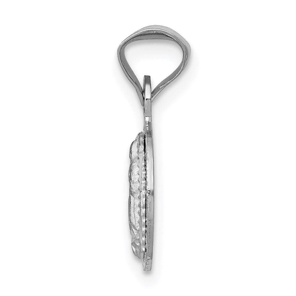 14k White Gold 10.45 mm Our Lady of Guadalupe Semi-solid Round Pendant (0.8 grams)