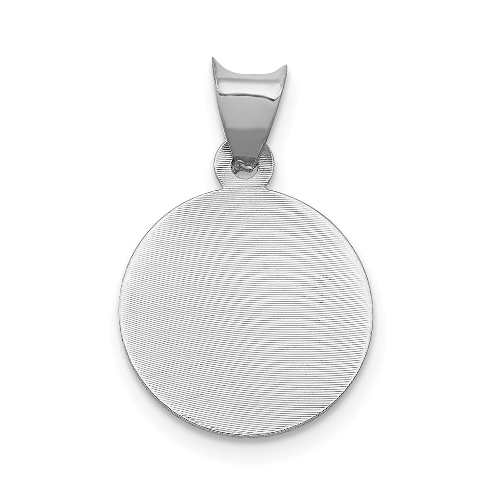 14k White Gold 12.85 mm Our Lady of Guadalupe Semi-solid Round Pendant (1.13 grams)