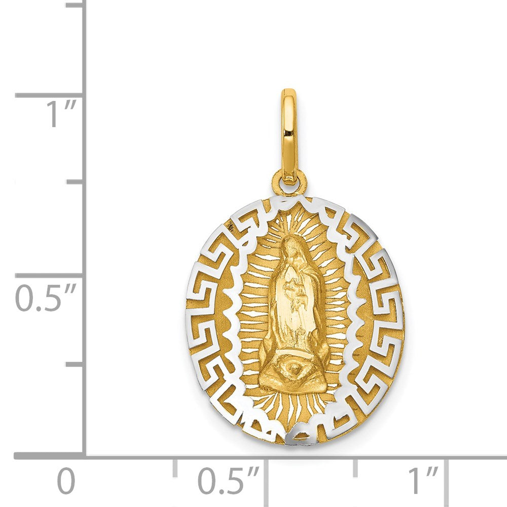 14k Two-tone 16.08 mm Two-Tone Our Lady Of Guadalupe Semi-solid Pendant (1.63 grams)