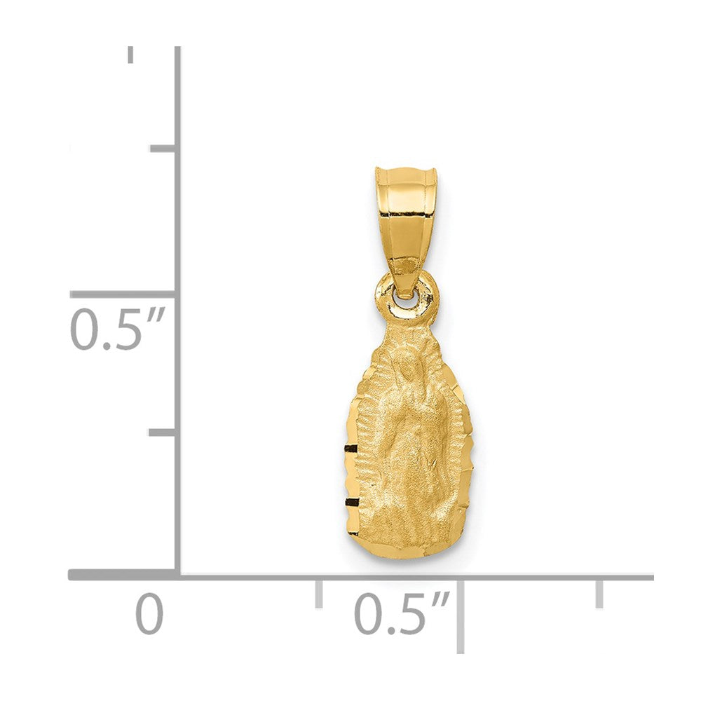 14k Yellow Gold 6.3 mm Satin & D/C Our Lady of Guadalupe Pendant (0.62 grams)
