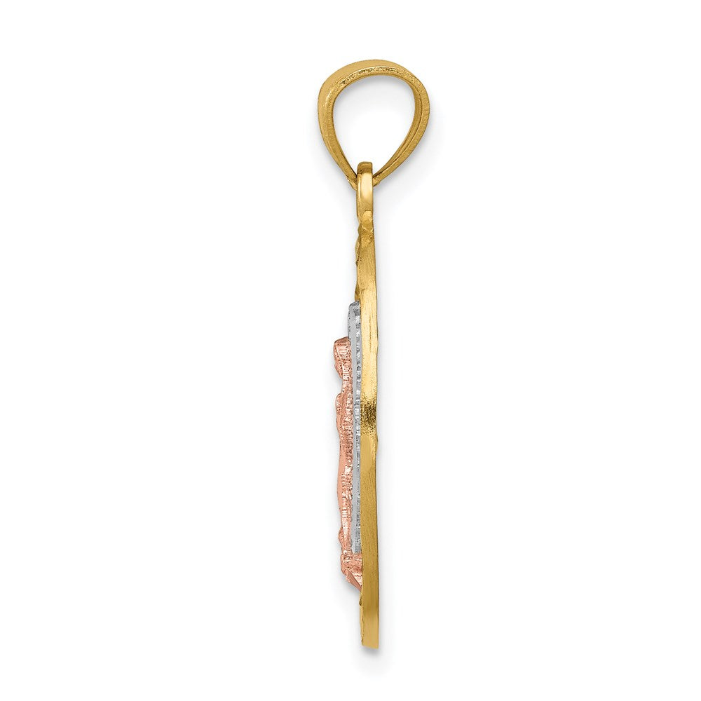 14k Two-tone 13.3 mm D/C Lady of Guadalupe Charm (1.18 grams)