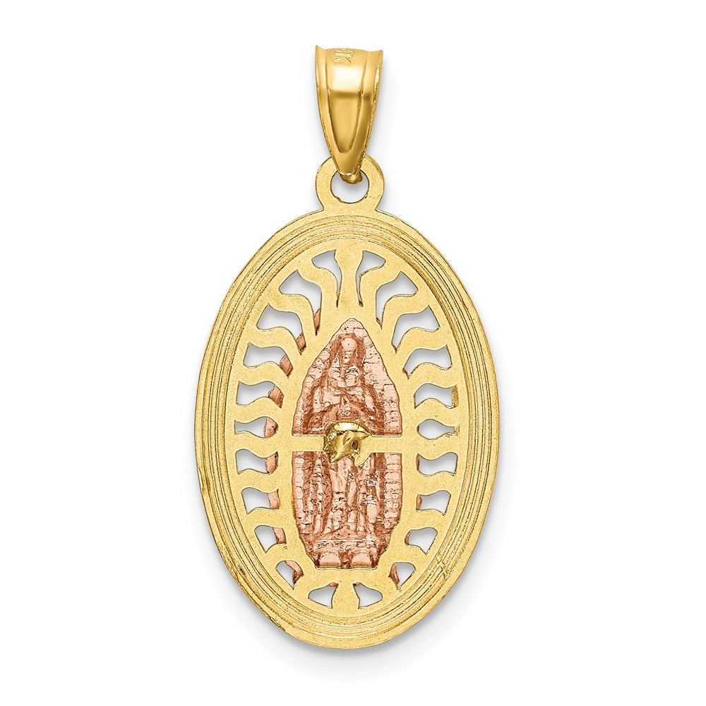 14k Two-tone 13.3 mm D/C Lady of Guadalupe Charm (1.18 grams)