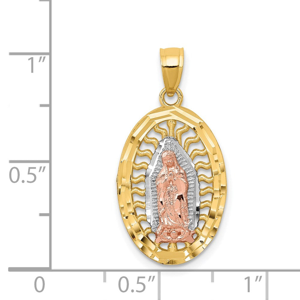 14k Two-tone 13.3 mm D/C Lady of Guadalupe Charm (1.18 grams)