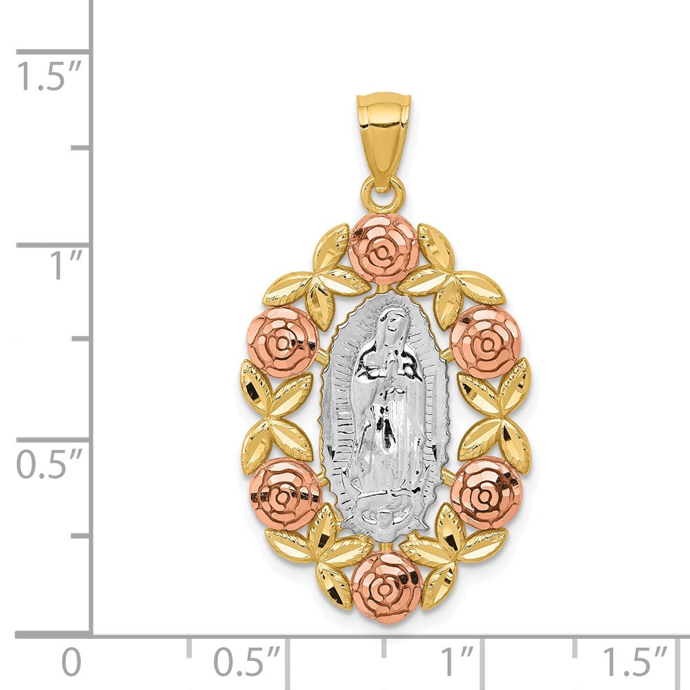 14k Two-tone 19.4 mm Lady Of Guadalupe Pendant (2.6 grams)