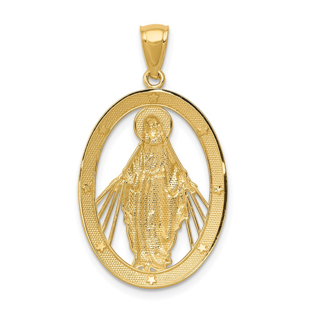14k Yellow & Rhodium 19 mm Polished Miraculous Medal Pendant (1.77 grams)