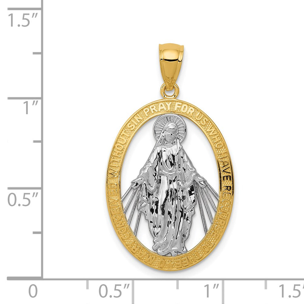 14k Yellow & Rhodium 19 mm Polished Miraculous Medal Pendant (1.77 grams)