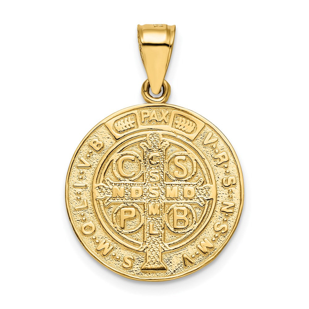 14k Yellow Gold 17.6 mm San Benito 2 Sided Round Pendant (3.08 grams)