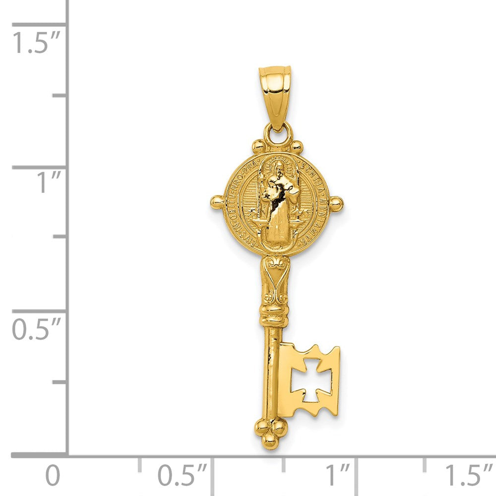 14k Yellow Gold 12 mm San Benito 2-Sided Key Pendant (1.16 grams)