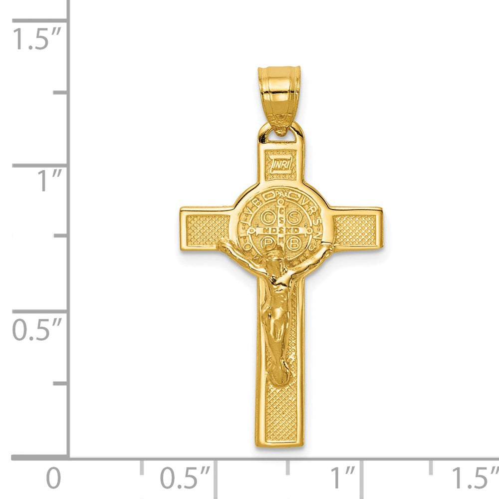 14k Yellow Gold 18 mm San Benito 2-Sided Crucifix Pendant (1.96 grams)