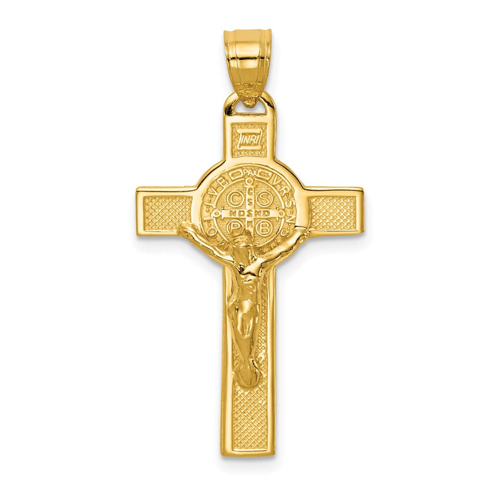 14k Yellow Gold 18 mm San Benito 2-Sided Crucifix Pendant (1.96 grams)