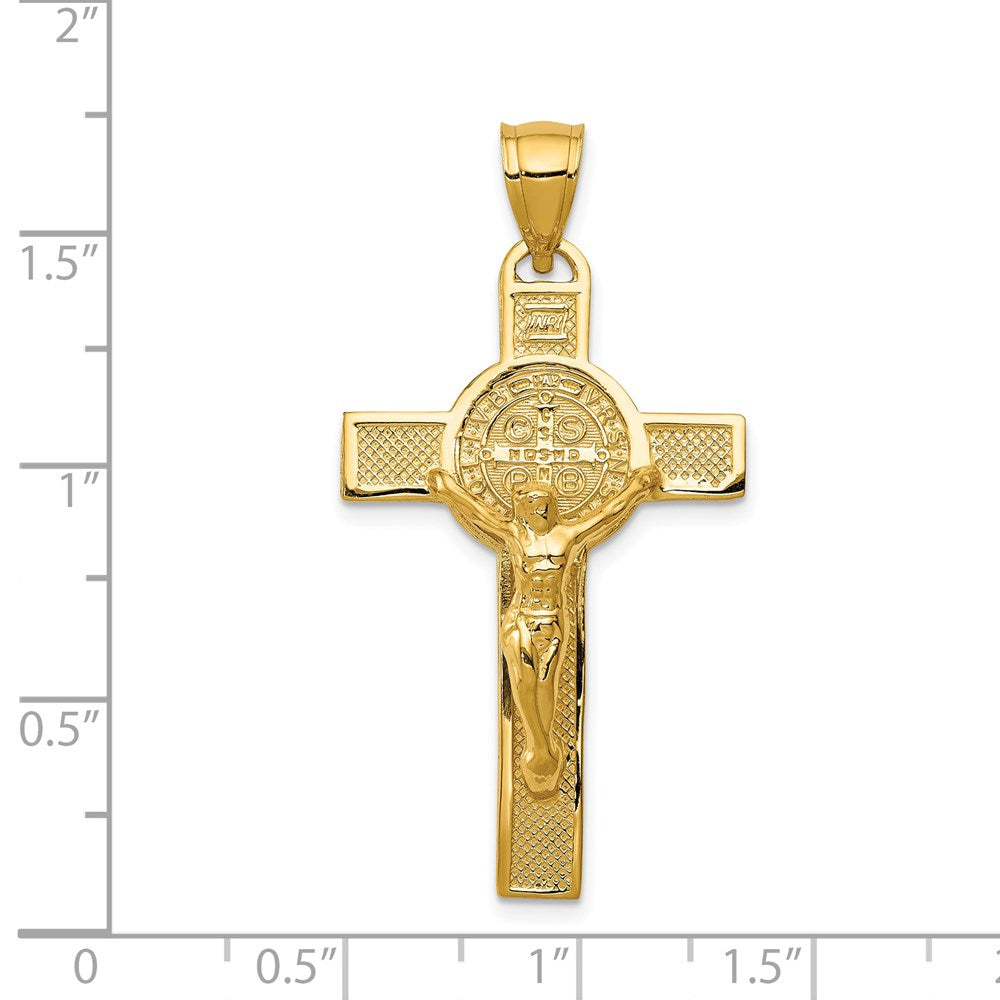 14k Yellow Gold 22.3 mm San Benito 2-Sided Crucifix Pendant (2.88 grams)