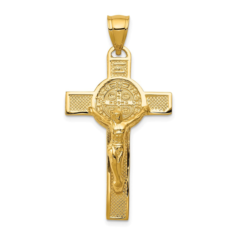 14k Yellow Gold 22.3 mm San Benito 2-Sided Crucifix Pendant (2.88 grams)