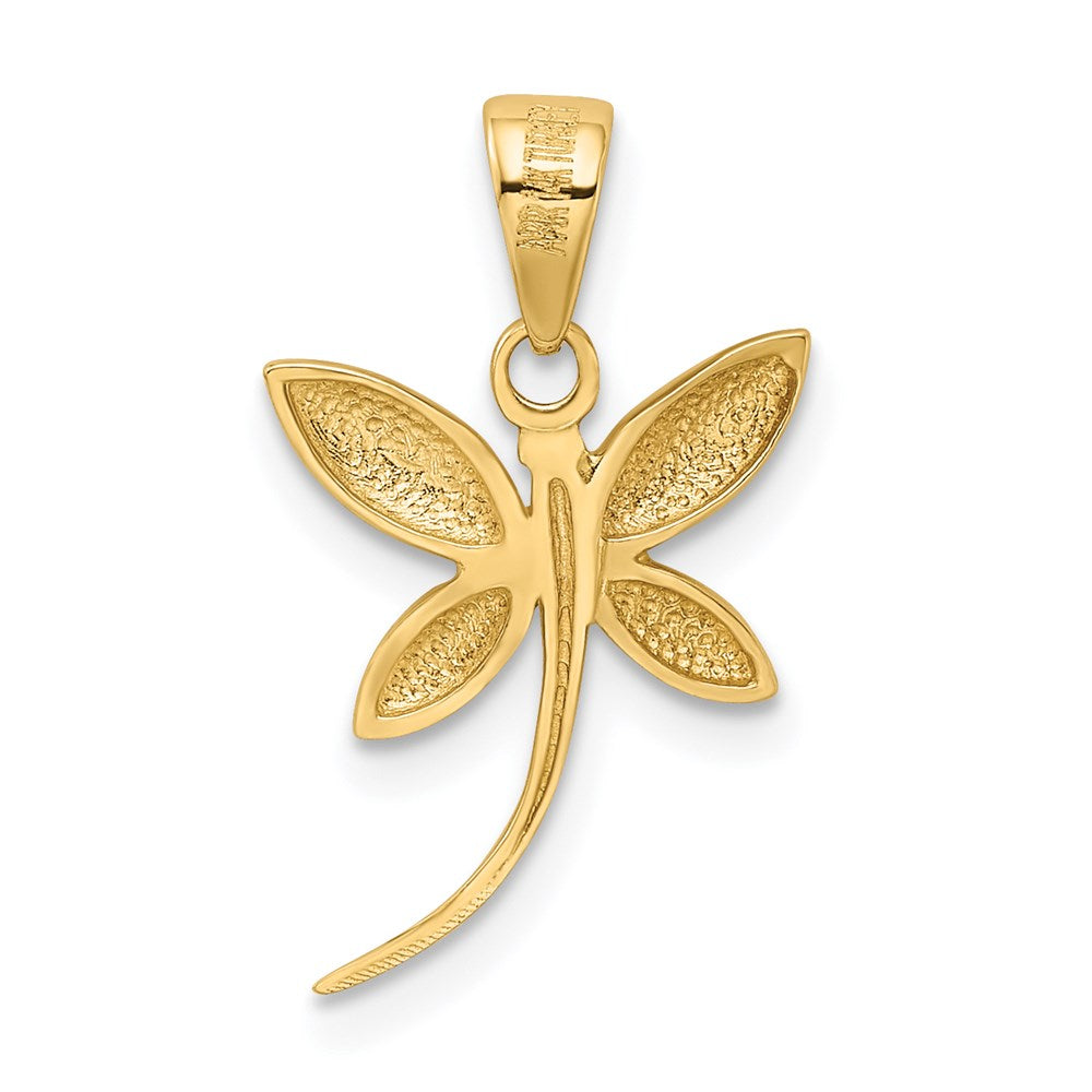 14k Yellow & Rhodium 12.5 mm D/C and Polished Dragonfly Pendant (0.74 grams)