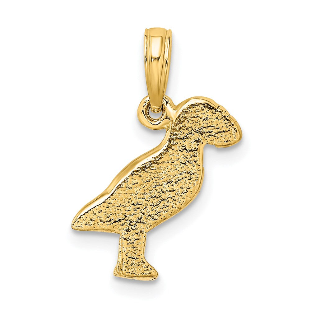 14k Yellow Gold 12.8 mm 2-D Polished and Textured Puffin Bird Charm (2.2 grams)
