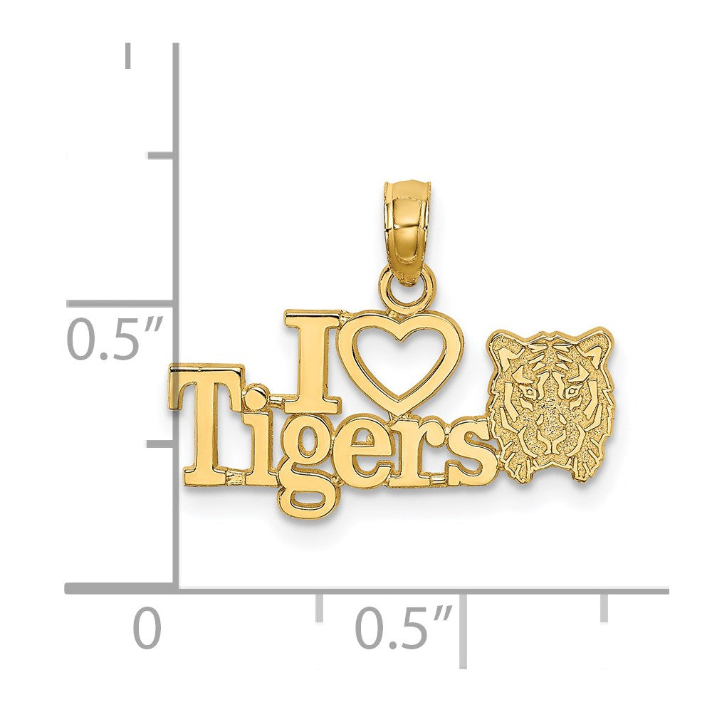 14k Yellow Gold 20.75 mm I HEART TIGERS w/ Tiger Head Charm