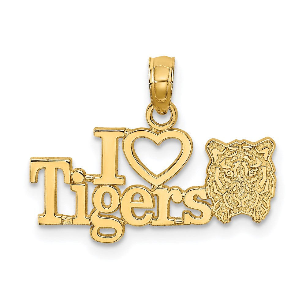 14k Yellow Gold 20.75 mm I HEART TIGERS w/ Tiger Head Charm
