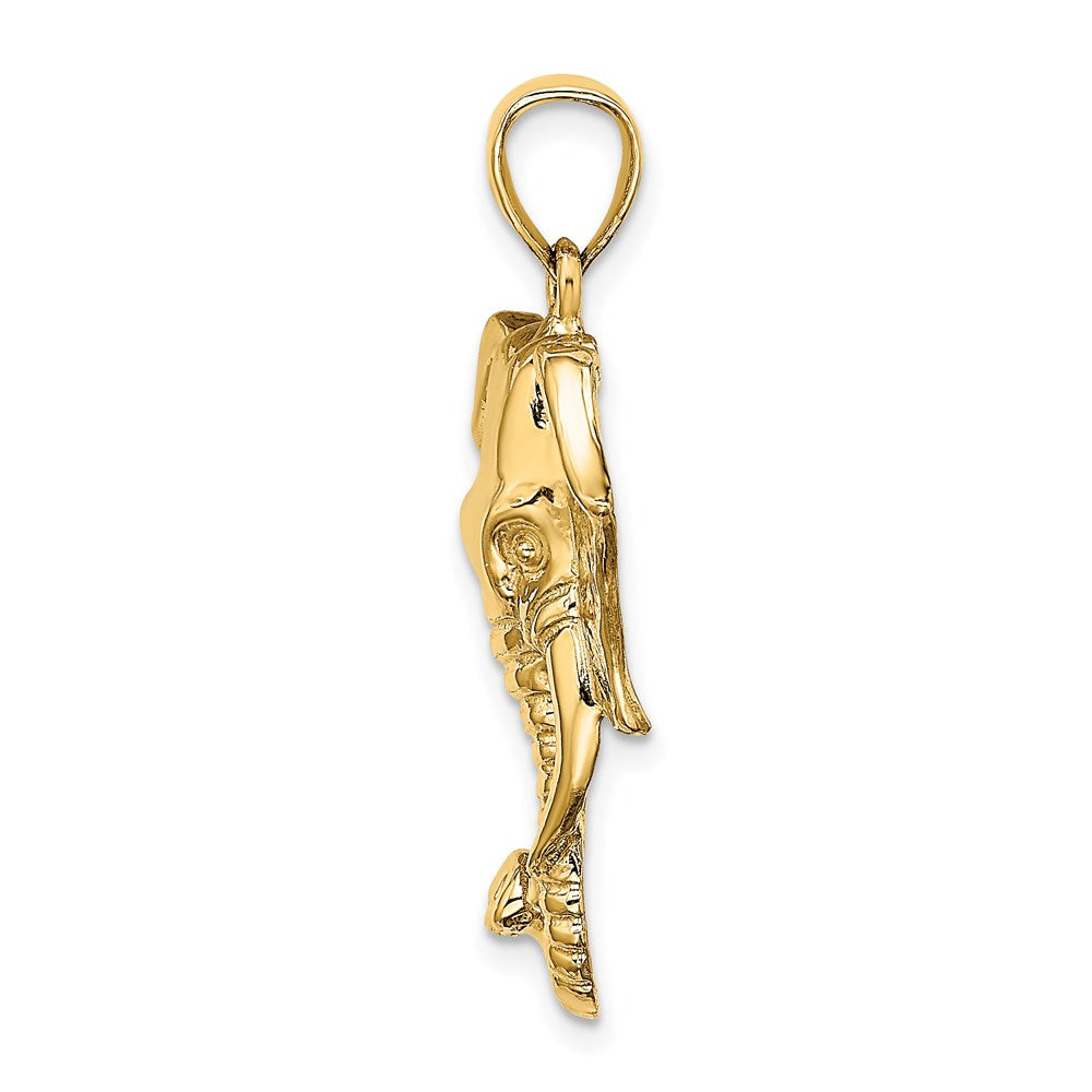 14k Yellow Gold 26.16 mm 2-D Elephant Head w/ Twisted Trunk Charm (5.37 grams)