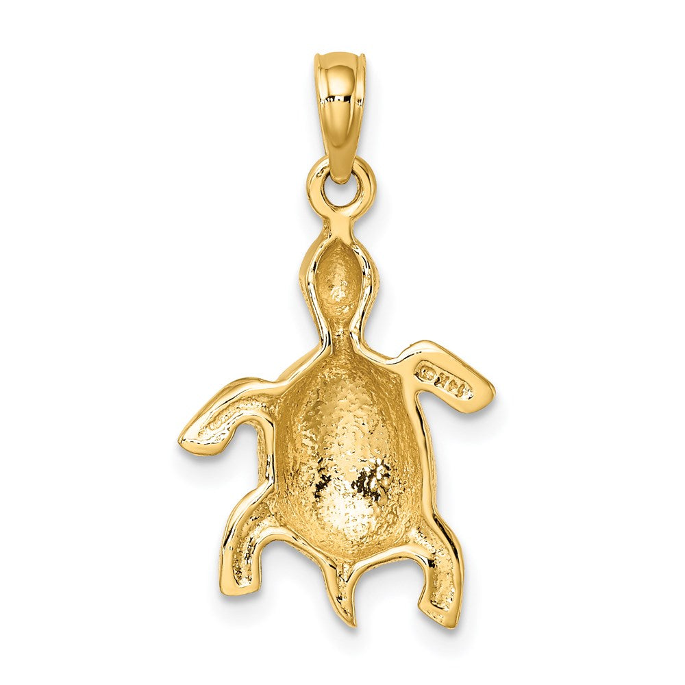14k Yellow Gold 13.65 mm Polished Turtle with Textured Shell Charm (2.16 grams)