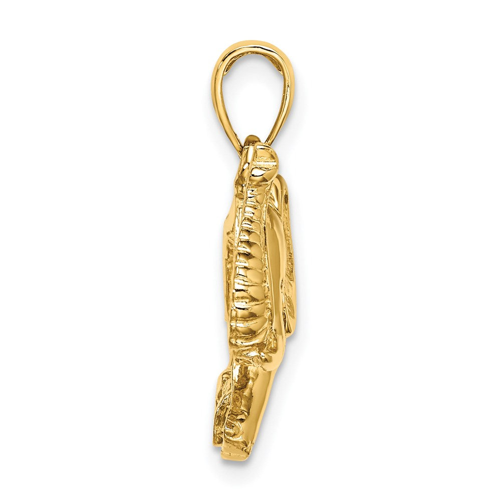14k Yellow Gold 25.97 mm 2-D Elephant Running w/ Raised Trunk Charm (3.84 grams)
