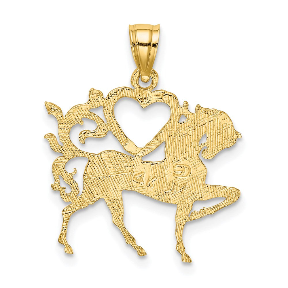 14K Textured Heart and Horse Charm (1.47 grams)
