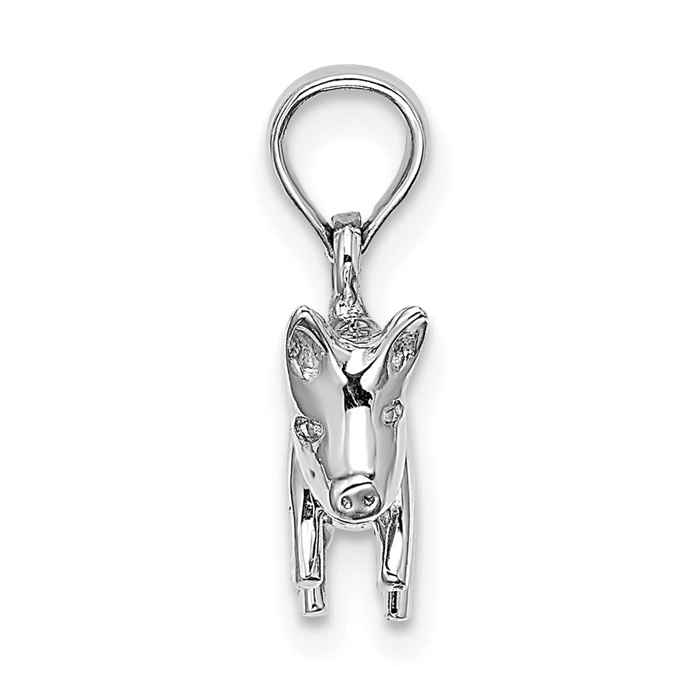 14k White Gold 15.06 mm 3-D Polished Pig with Curly Tail Charm (2.21 grams)