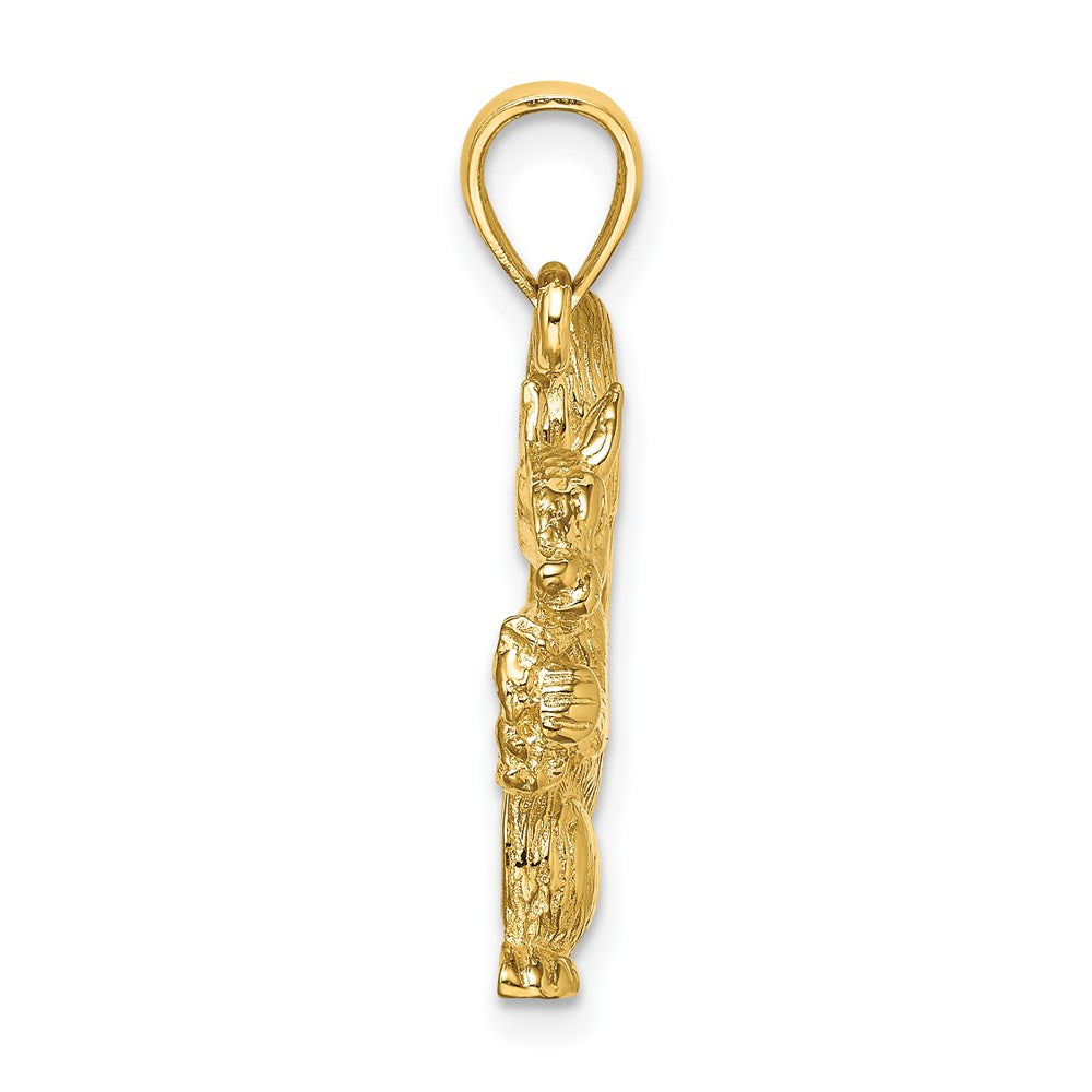 14k Yellow Gold 21.2 mm Textured Sitting Squirrel Charm (2.7 grams)