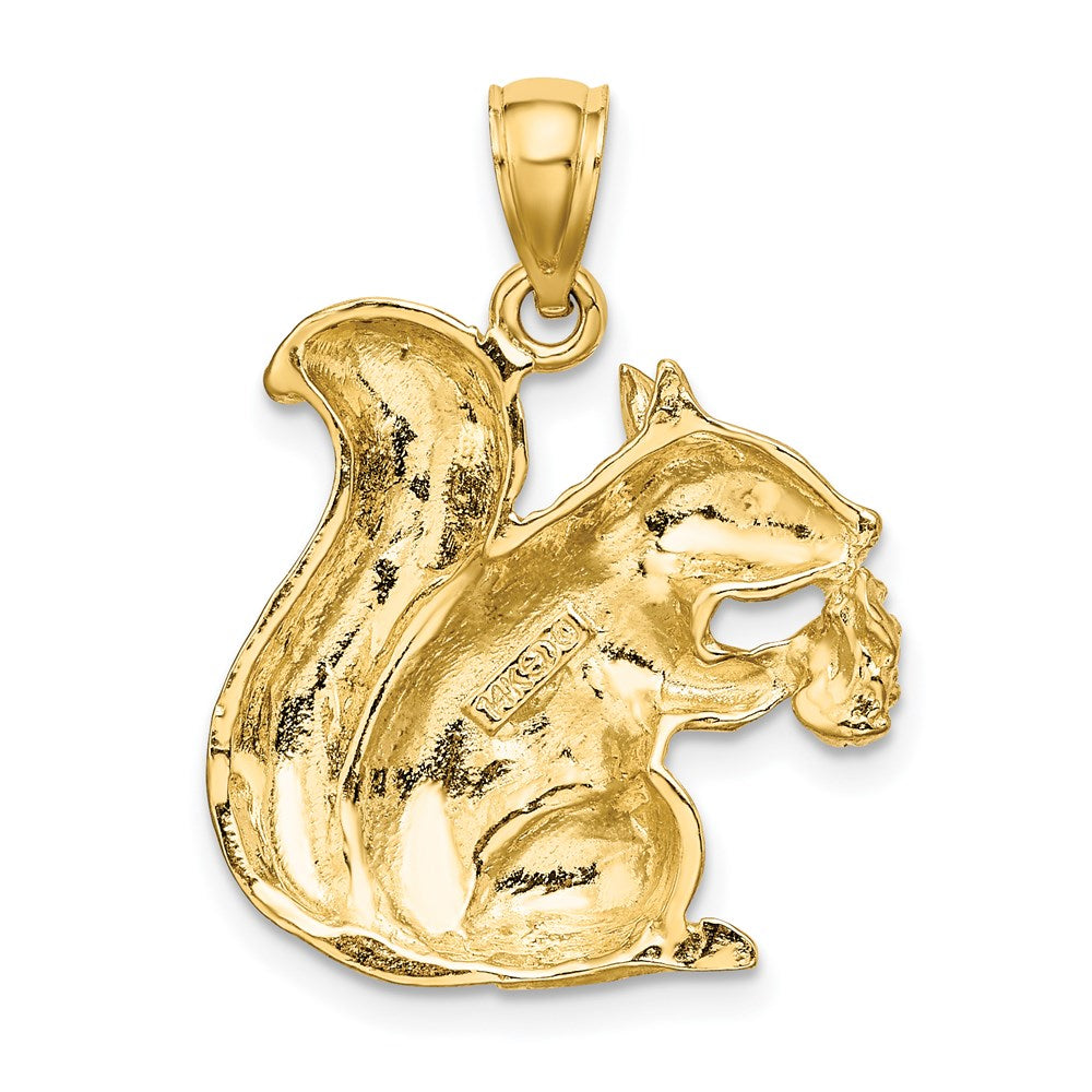 14k Yellow Gold 21.2 mm Textured Sitting Squirrel Charm (2.7 grams)