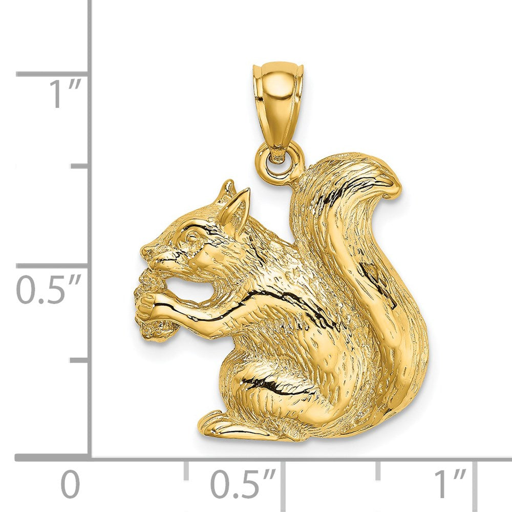 14k Yellow Gold 21.2 mm Textured Sitting Squirrel Charm (2.7 grams)