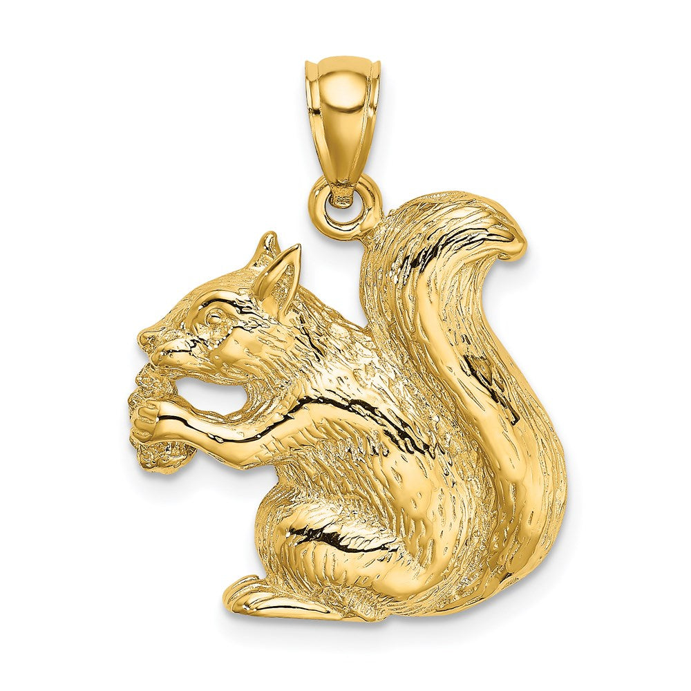 14k Yellow Gold 21.2 mm Textured Sitting Squirrel Charm (2.7 grams)