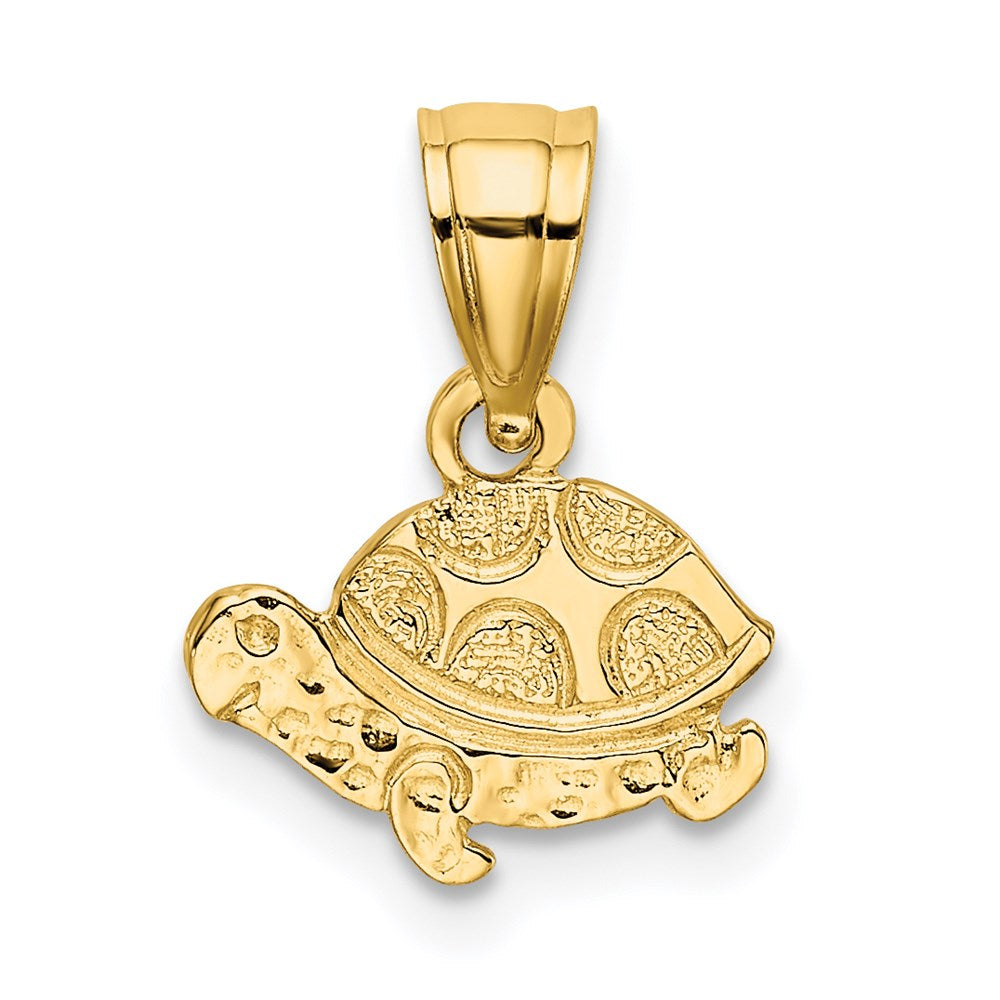 14k Yellow Gold 9.8 mm Flat and Engraved Mini Turtle Charm (0.48 grams)