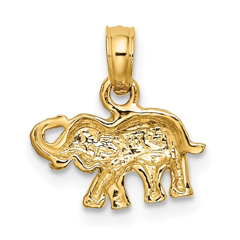 14k Yellow Gold 13.09 mm Polished Small Elephant Charm (0.96 grams)
