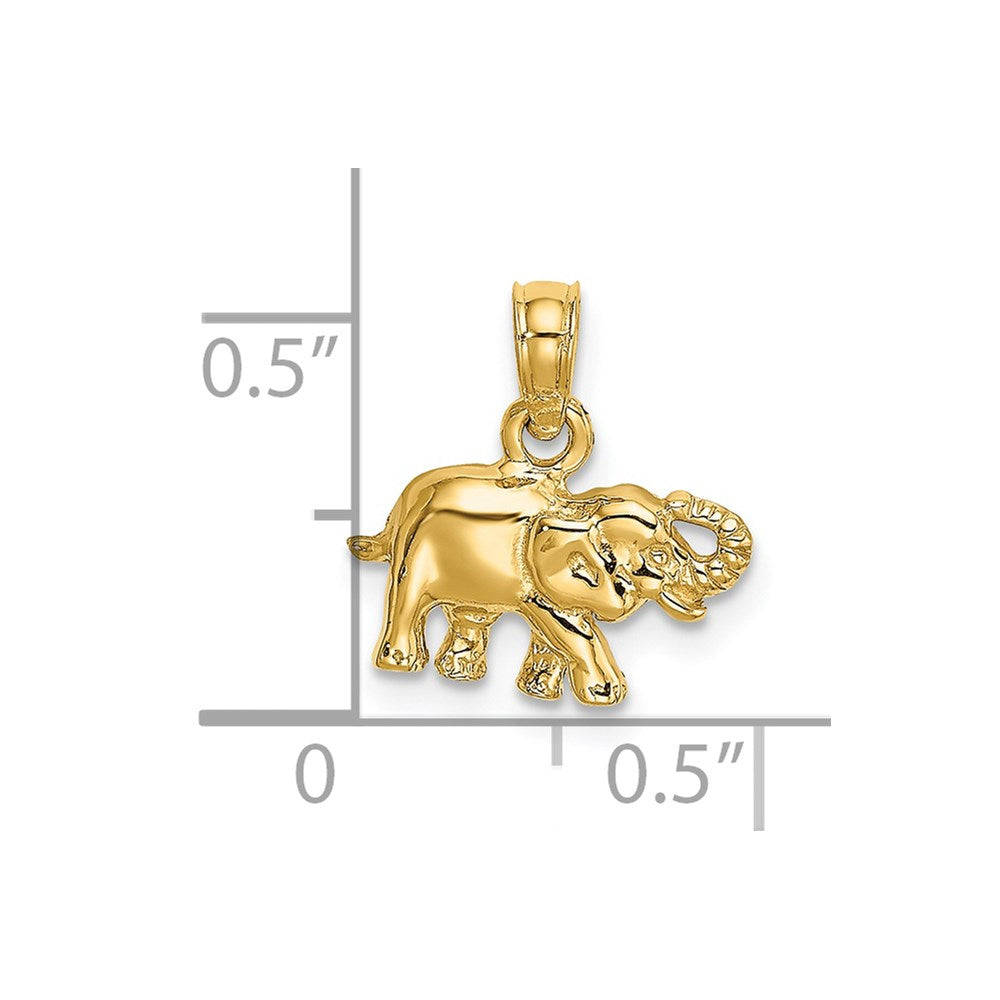 14k Yellow Gold 13.09 mm Polished Small Elephant Charm (0.96 grams)
