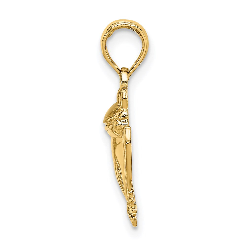 14k Yellow Gold 20.85 mm Textured Sitting Frog Charm (1.24 grams)