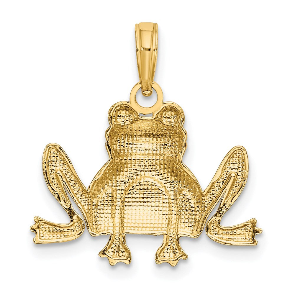 14k Yellow Gold 20.85 mm Textured Sitting Frog Charm (1.24 grams)