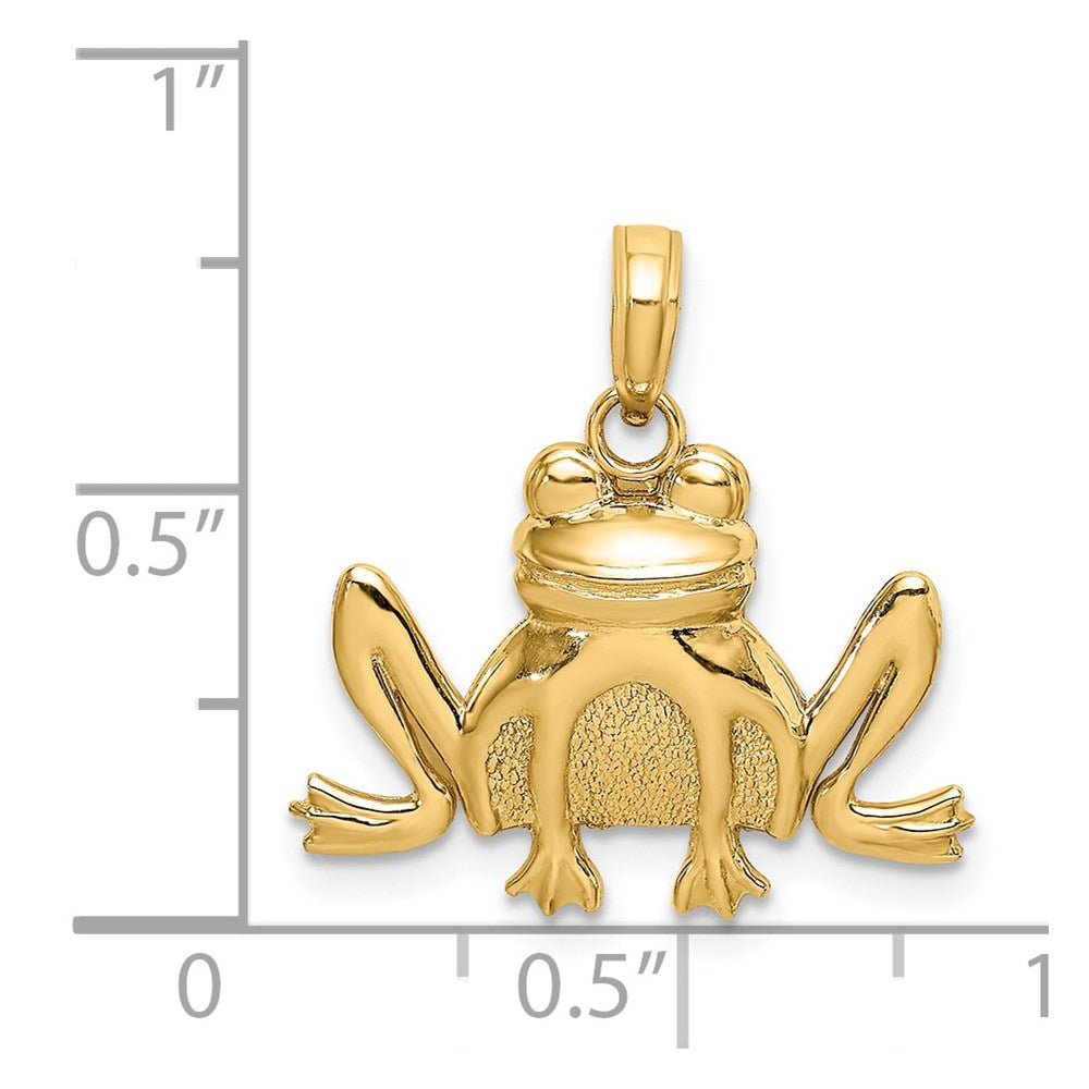 14k Yellow Gold 20.85 mm Textured Sitting Frog Charm (1.24 grams)