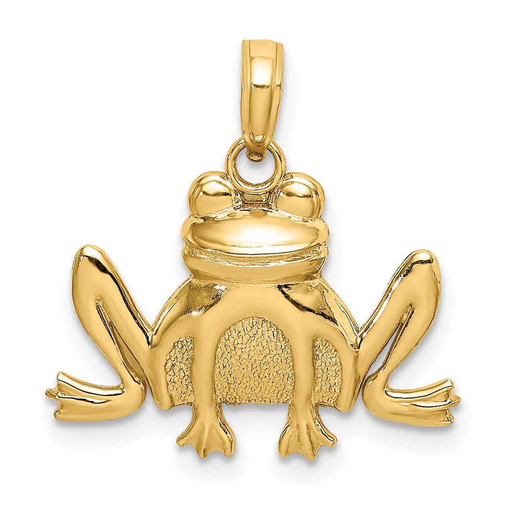 14k Yellow Gold 20.85 mm Textured Sitting Frog Charm (1.24 grams)