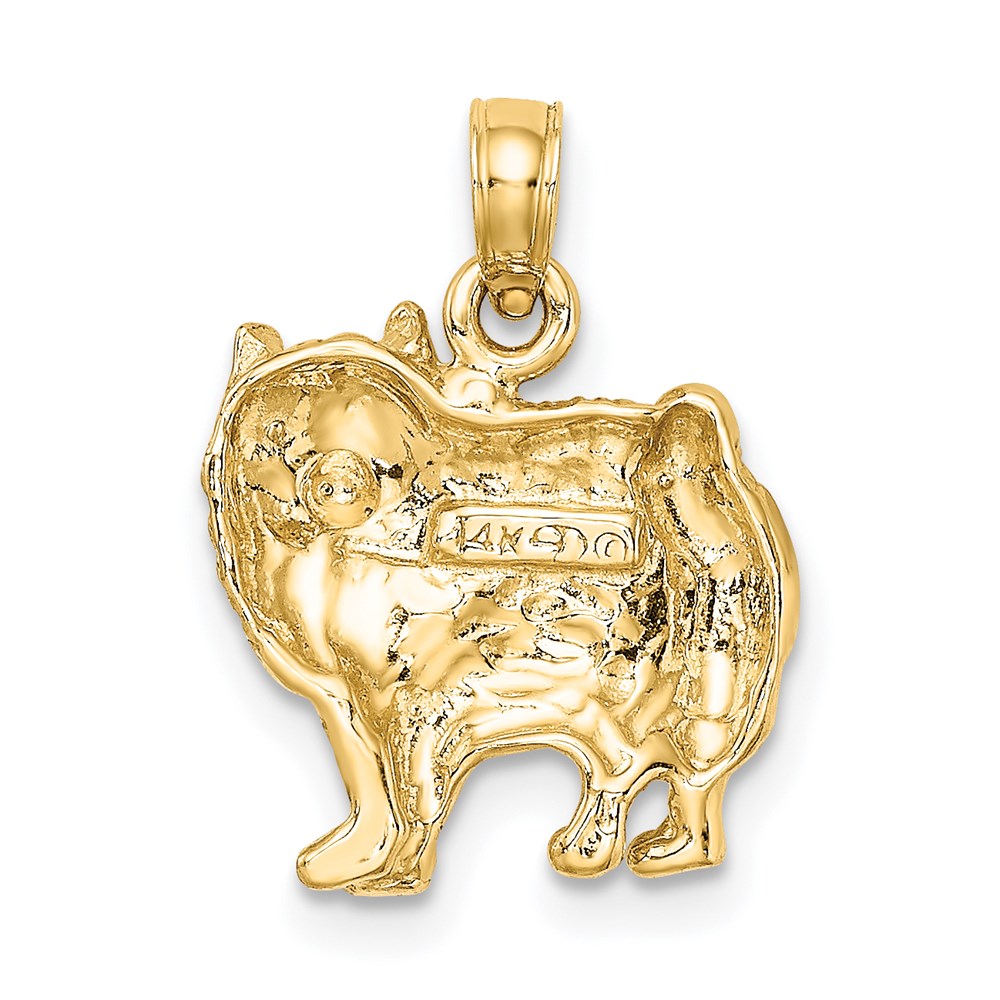 14k Yellow Gold 13.9 mm Polished Pomeranian Dog Charm (1.77 grams)