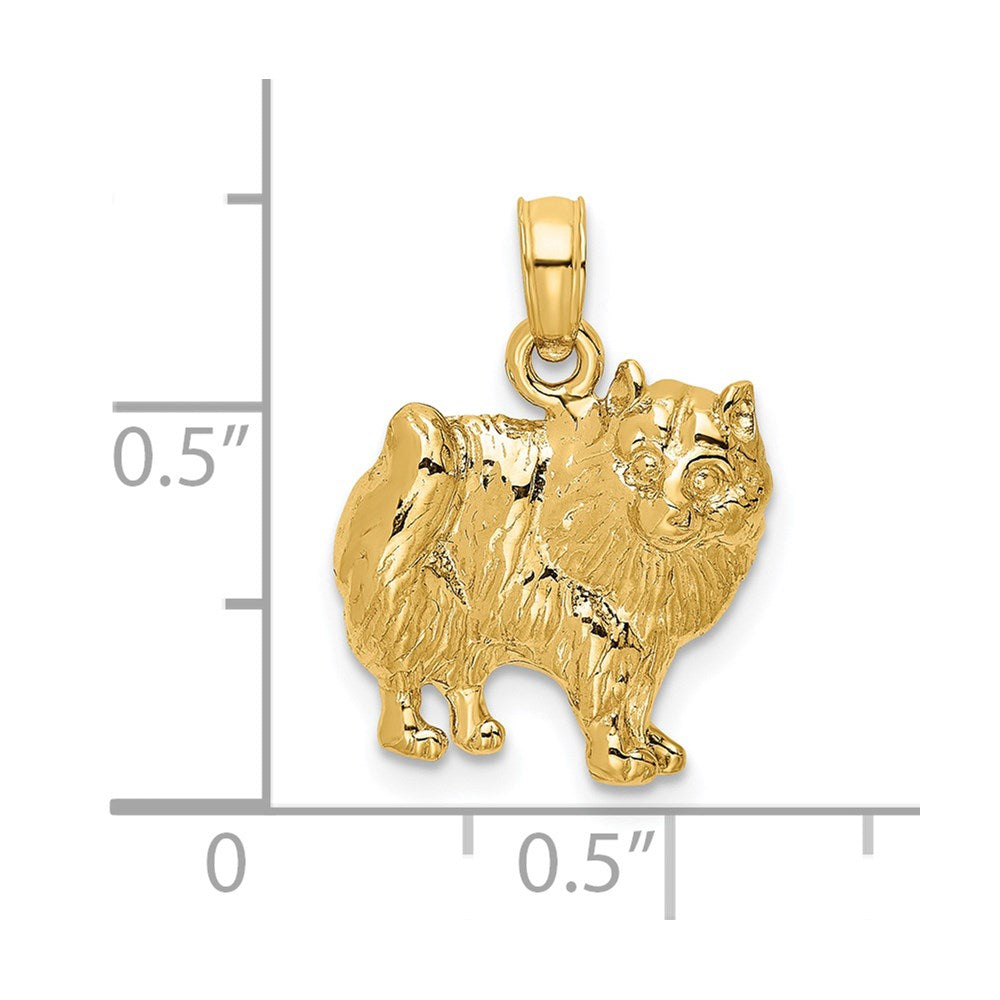 14k Yellow Gold 13.9 mm Polished Pomeranian Dog Charm (1.77 grams)