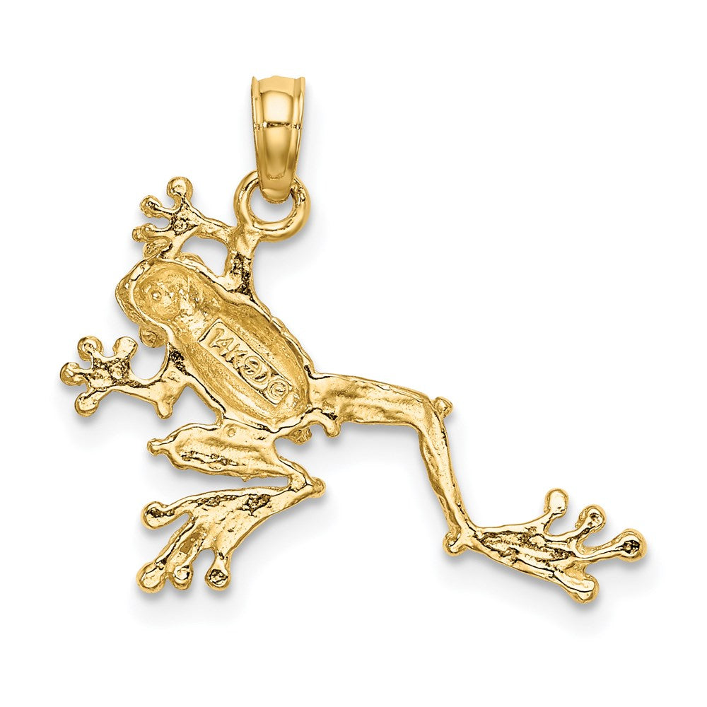 14k Yellow Gold 23.6 mm 2-D Textured Frog Charm (1.4 grams)