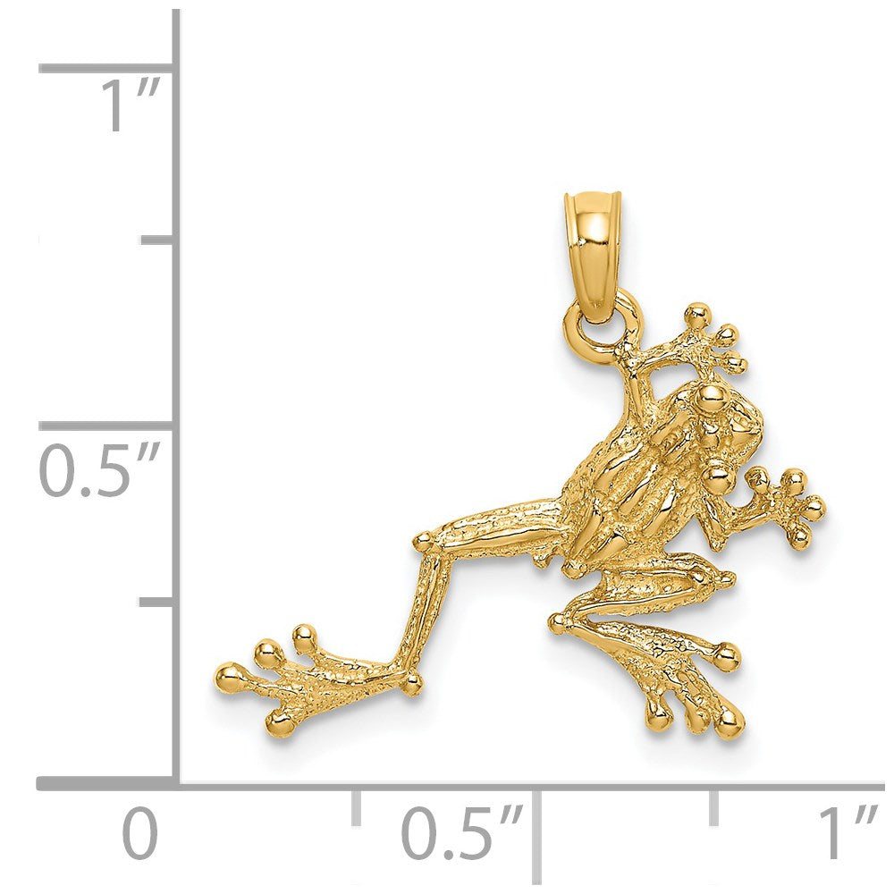 14k Yellow Gold 23.6 mm 2-D Textured Frog Charm (1.4 grams)